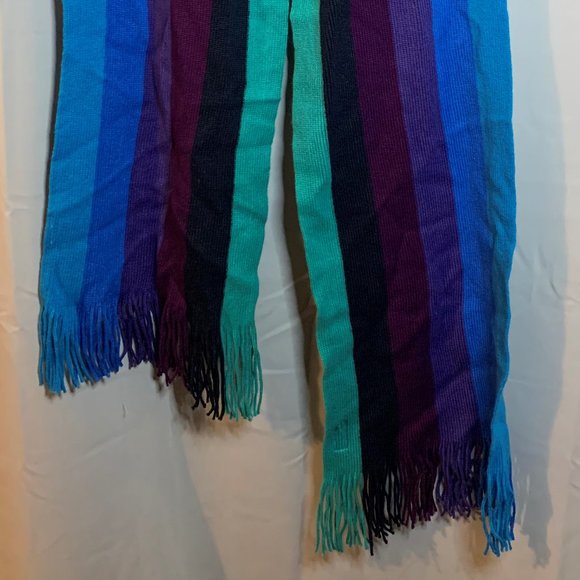 Women's MN Multi-Colored Striped Scarf w/ Fringe - 11" x 37" - Picture 2 of 4
